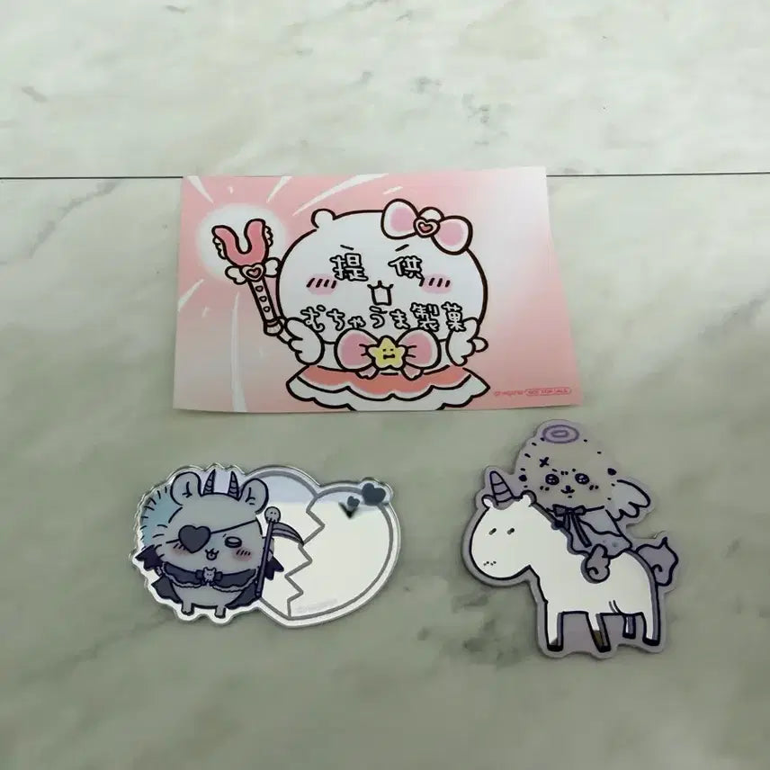 [BUNJANG] Chiikawa Angel &amp; Devil Mirror Sticker Bundle (Racco/Momonga) / 치이카와 천사 악마 미러 스티커 랏코/모몽가 일괄
