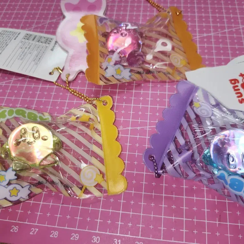 [BUNJANG] Kirby Candy Clear Keychain 3-Piece Set / [일괄가] 별의 커비 캔디 모양 투명 키링 3종 세트 성업