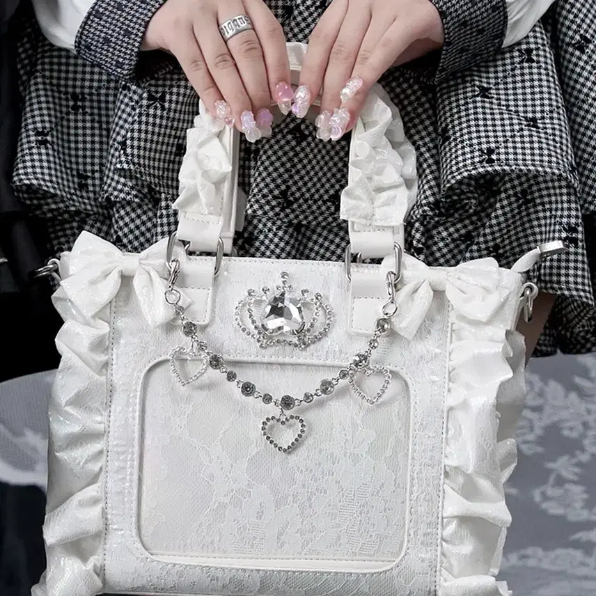 [BUNJANG] Pal Elfy Aurora Lace Ita Bag White / Pal elfy 오로라 레이스 이타백 화이트