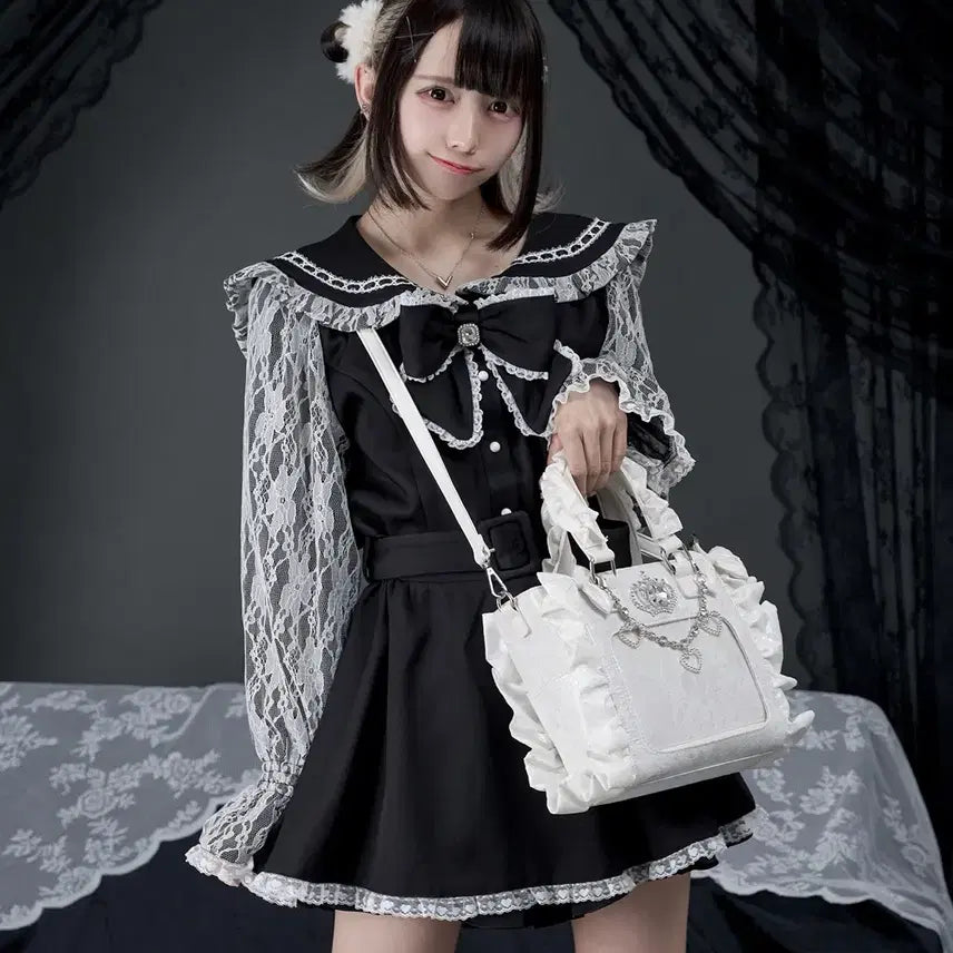 [BUNJANG] Pal Elfy Aurora Lace Ita Bag White / Pal elfy 오로라 레이스 이타백 화이트
