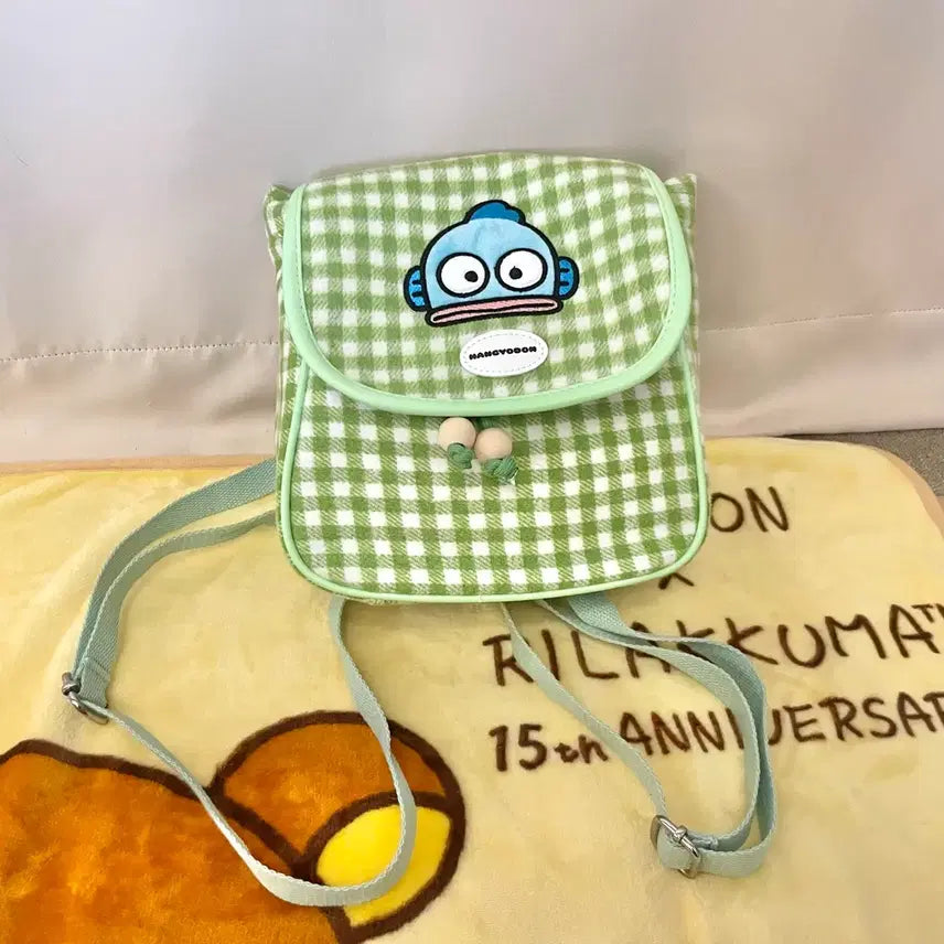[BUNJANG] Sanrio Hangyodon Plaid Backpack / (새상품) 산리오 한교동 체크 백팩 / 가방