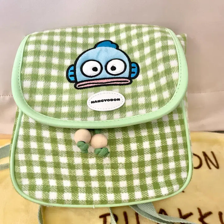 [BUNJANG] Sanrio Hangyodon Plaid Backpack / (새상품) 산리오 한교동 체크 백팩 / 가방