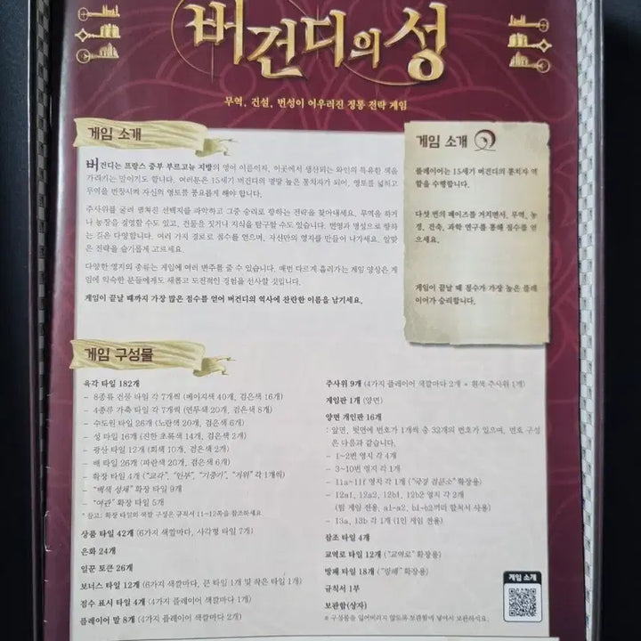 [BUNJANG] Burgundy Castle 20th Anniversary Board Game / 버건디의 성 20주년 보드게임