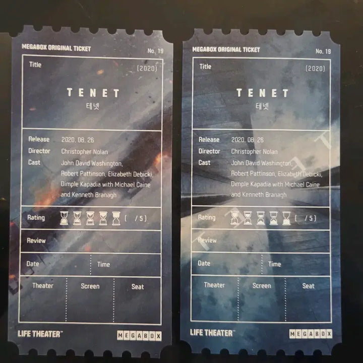 [BUNJANG] Tenet Original Ticket Bundle Set (2 Types) / 테넷2종 일괄 오리지널티켓