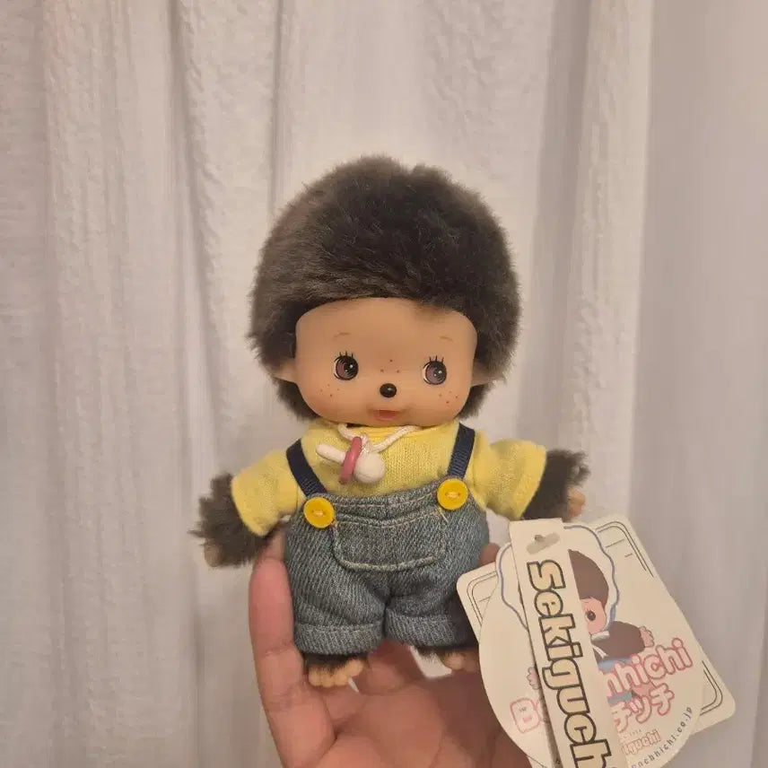 [BUNJANG] Baby Monchhichi Denim Overalls Doll / 데님 멜빵 베비치치 몬치치