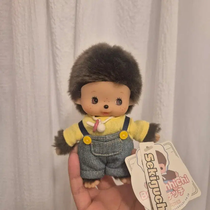 [BUNJANG] Baby Monchhichi Denim Overalls Doll / 데님 멜빵 베비치치 몬치치