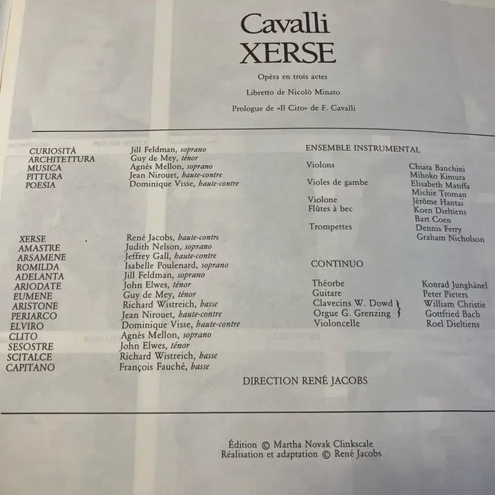 [BUNJANG] Francesco Cavalli Xerse Opera 4LP Box Set (Rene Jacobs, Harmonia Mundi France First Pressing) / 초반 4LP) Cavalli Xerse 오페라 LP (Rene Jacobs)
