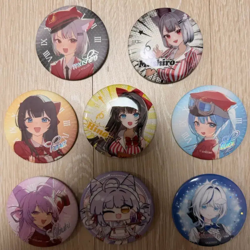 [BUNJANG] Stellive 8 Types Can Badge Bundle Set / 스텔라이브 캔뱃지 8종 일괄 판매 합니다(마시로/히나/타비/시부키/린)
