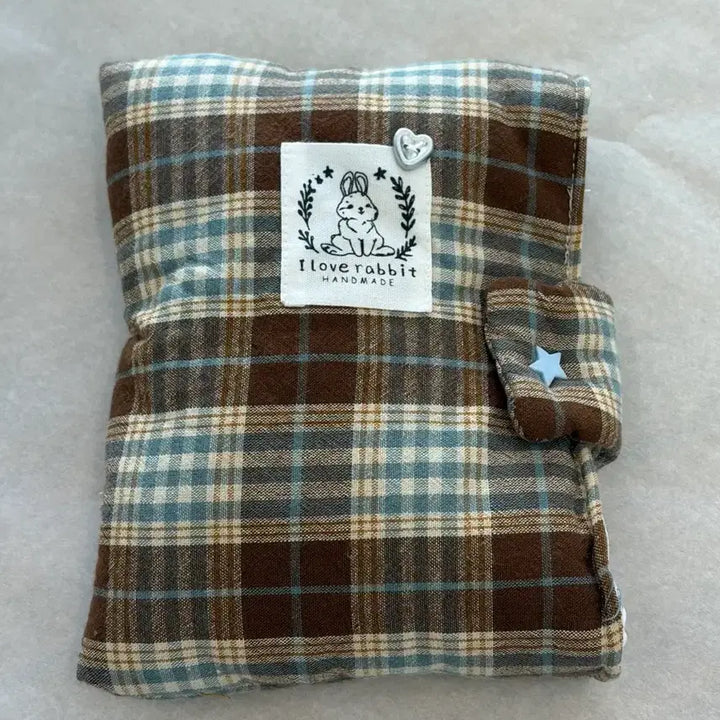 [BUNJANG] I Love Rabbit Plaid Pouch / 아이러브래빗 체크 파우치
