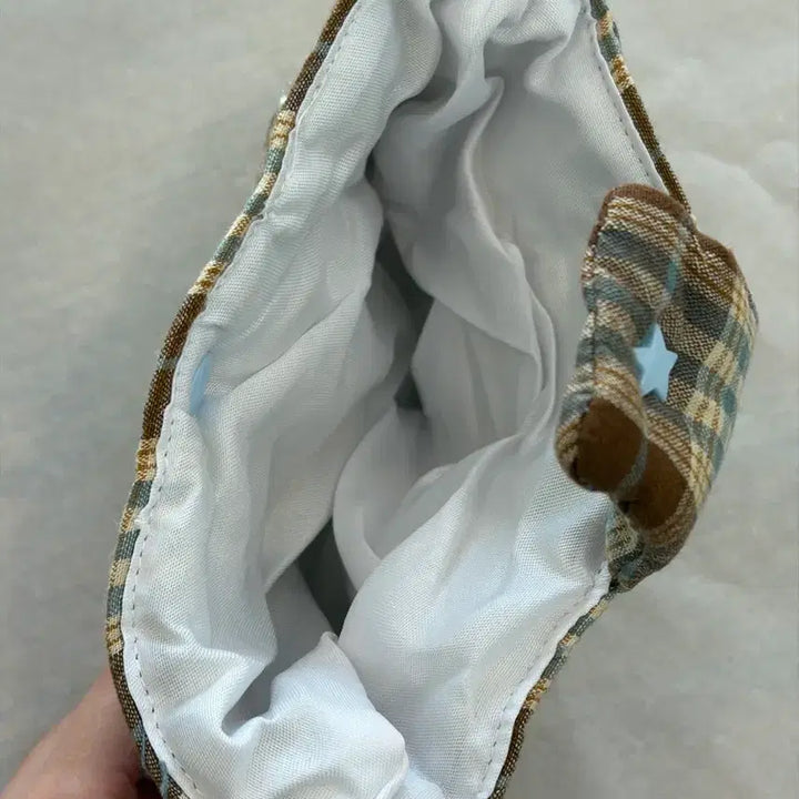 [BUNJANG] I Love Rabbit Plaid Pouch / 아이러브래빗 체크 파우치
