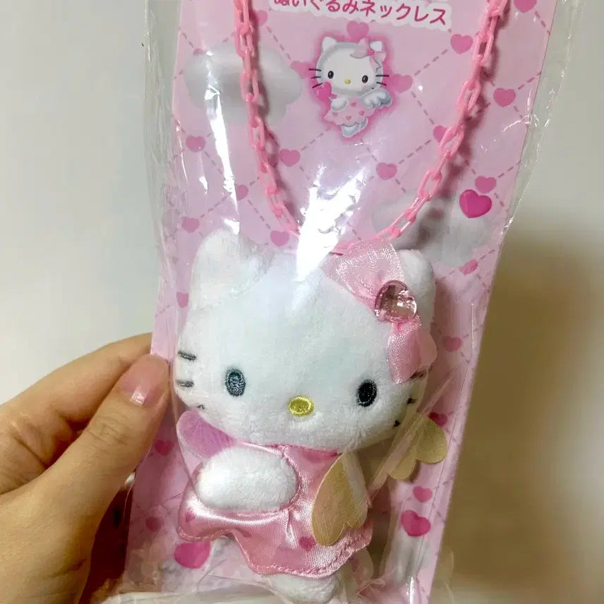 [BUNJANG] Sanrio Hello Kitty Plush Necklace (Pink, Sealed) / 산리오 헬로키티 누이구루미 인형 넥클리스 미개봉 핑크