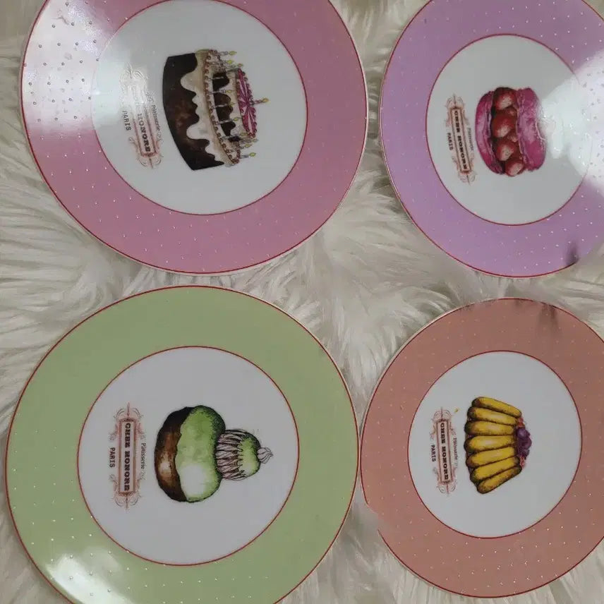 [BUNJANG] Dessert Plate Set (4 Types) / 디저트 접시 4종 세트 수입 마카롱 한전판