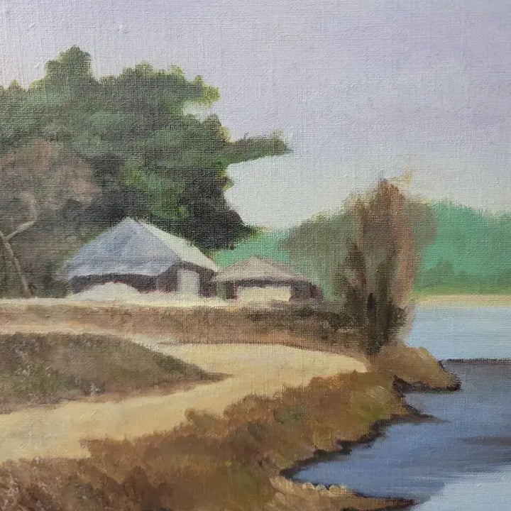 [BUNJANG] Riverside Cottage Oil Painting / 강가 외딴집 유화그림