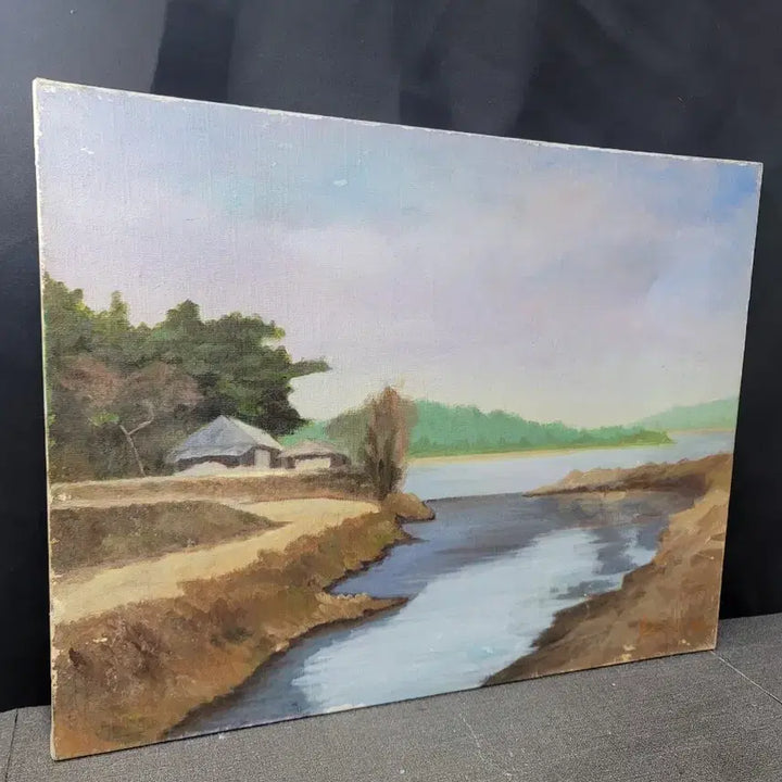 [BUNJANG] Riverside Cottage Oil Painting / 강가 외딴집 유화그림