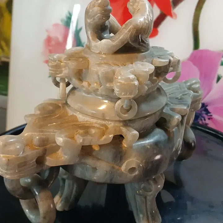 [BUNJANG] Dragon Carved Jade Incense Burner / 용 문양 옥 향로