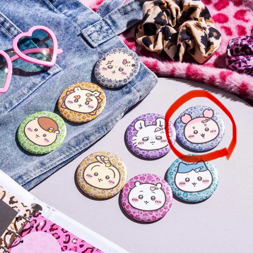 [BUNJANG] Leopard Print Can Badge + Leopard Print Mini Mirror Keychain Bundle Set (Kani) / 품절템) 호피 캔뱃지+호피 미니 거울 키홀더 카니 일괄