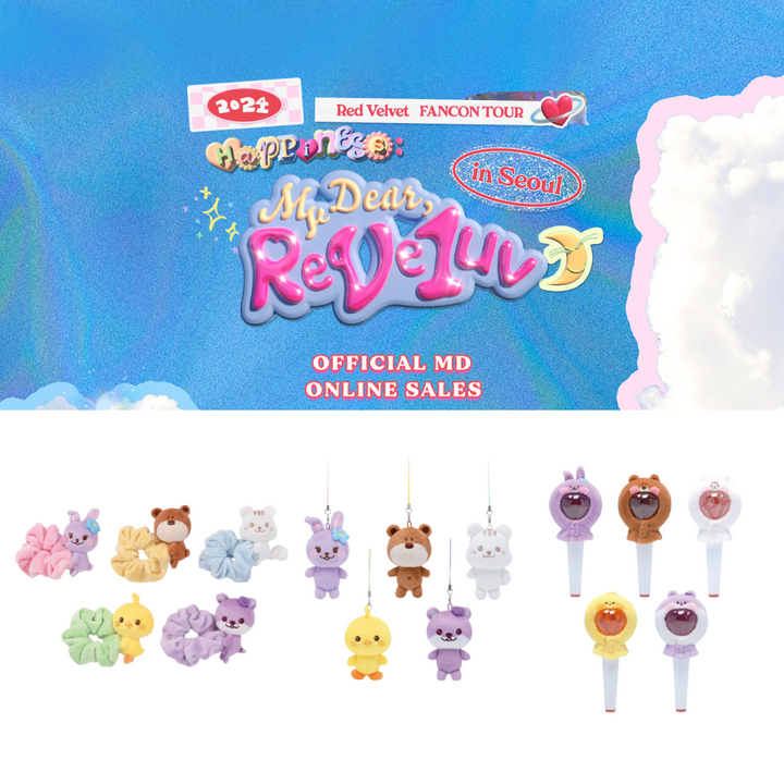 Red Velvet - [Happiness : My Dear, ReVe1uv] Official MD (Mini Doll Keyring, Scrunchie, Fanlight Cape) - HALLYUSUPERSTORE