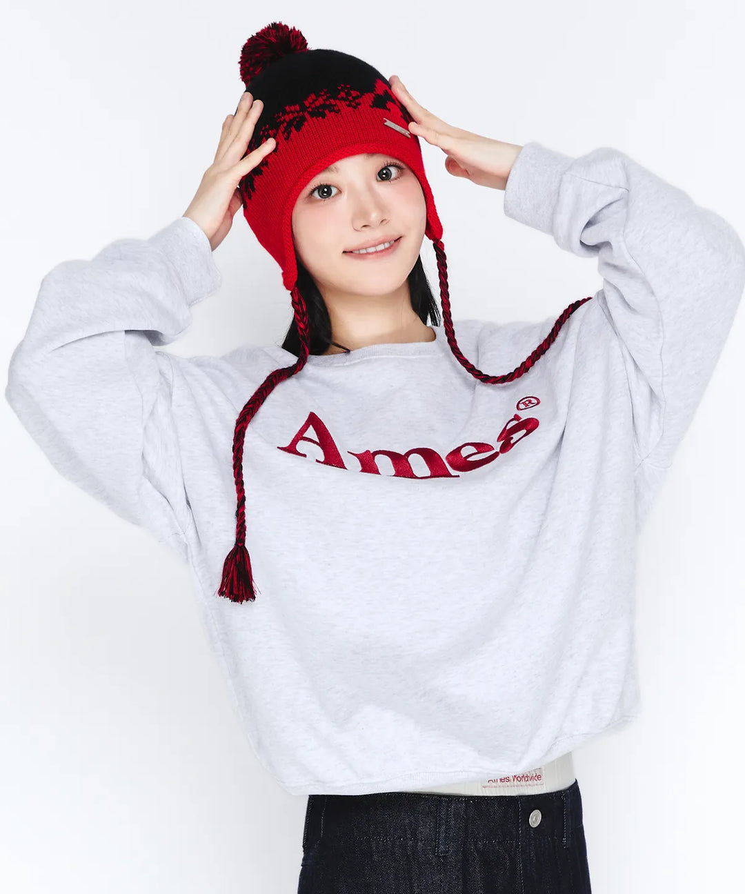 **QWER -Chodan BASIC LOGO SWEATSHIRT LIGHT GREY