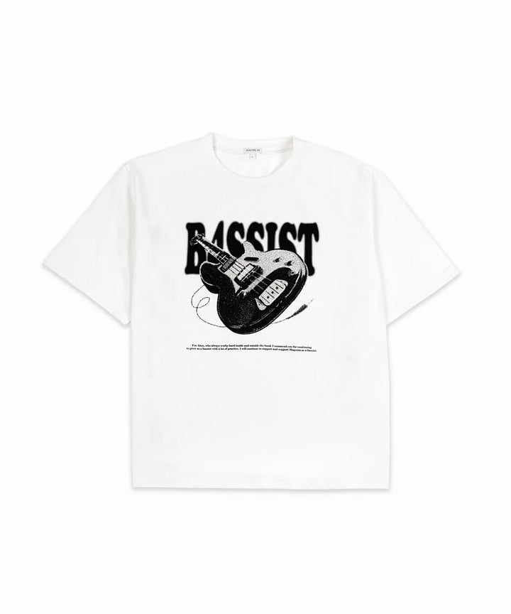 **QWER -Magenta  base half-tone T-shirt (White)
