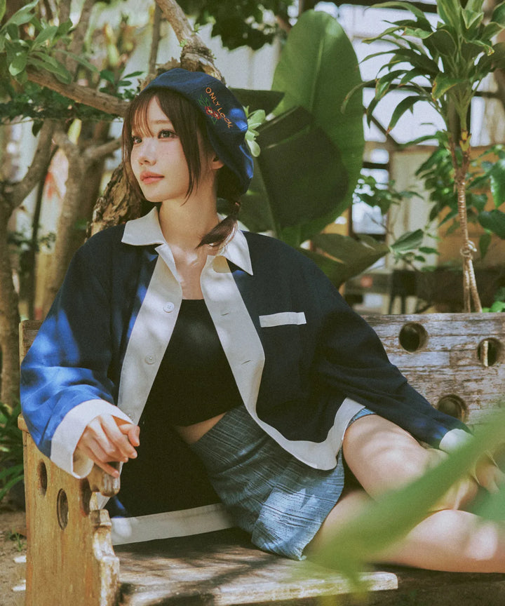 **QWER -Magenta Rockabilly Flared Shirt [Navy]