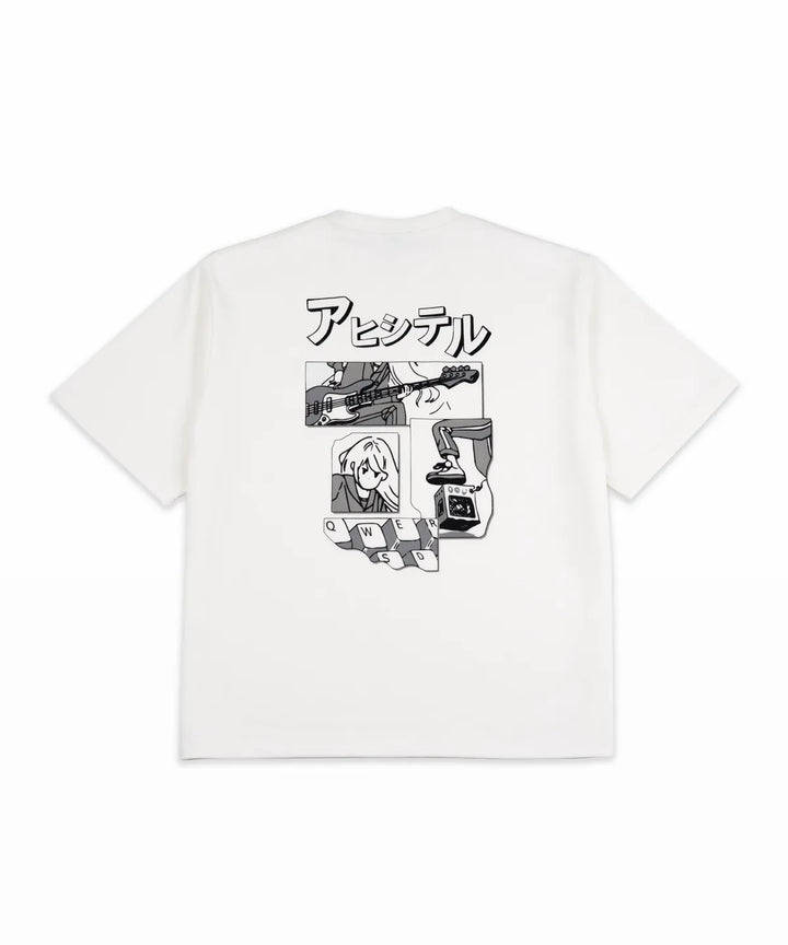 **QWER -Magenta Cartoon Drawing T-shirt [White]