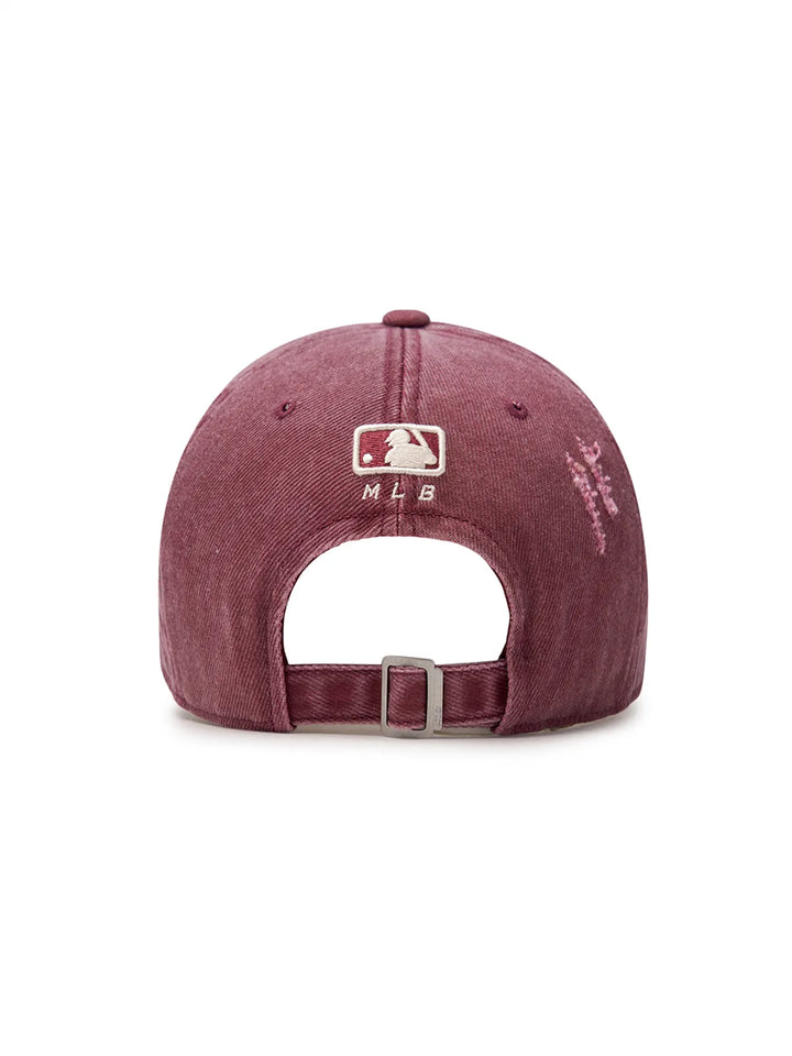 ** [Pre-Order] AESPA - Wearing KARINA Damage Washing Unstruck Ball Cap NY (Burgundy)