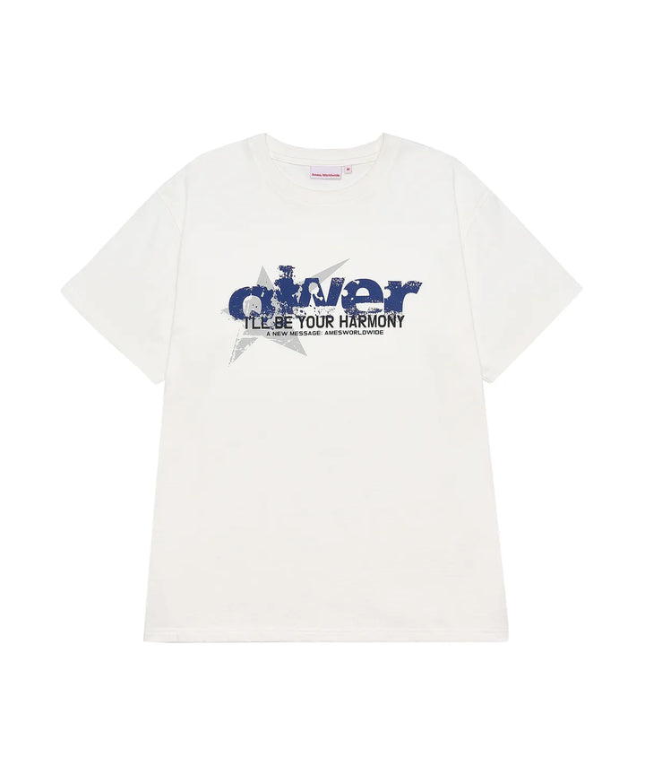 **QWER -Ames-Worldwide QWER VINTAGE STAR TEE WHITE