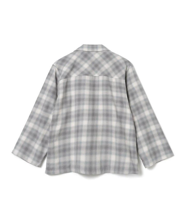 **QWER -Magenta Ombre checkered flare shirt [Green]