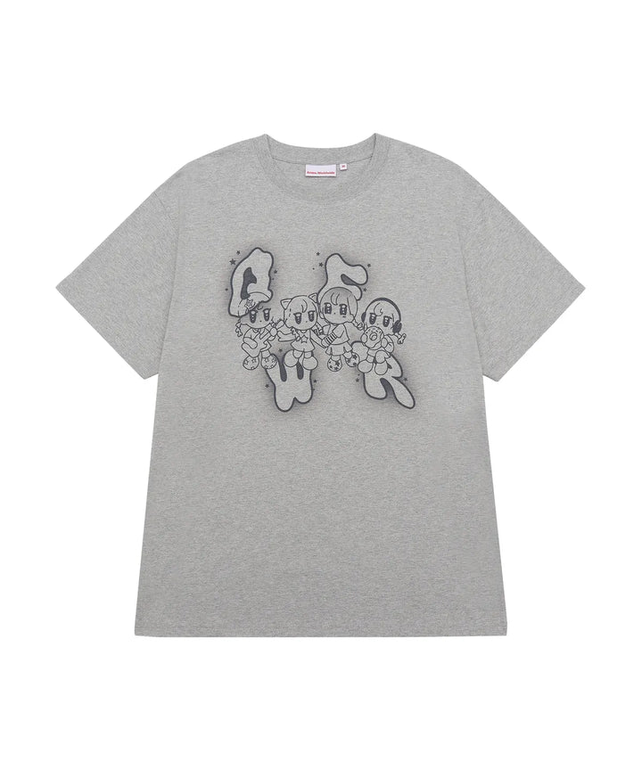 **QWER -Ames-Worldwide QWER CHARACTER TEE GREY