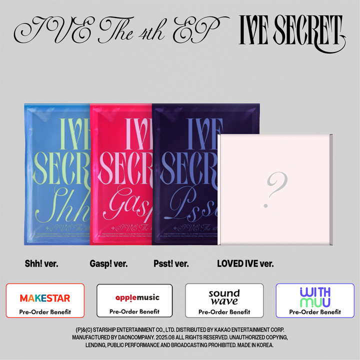 [Pre-Order] IVE - IVE THE 4th EP IVE SECRET +Pre-Order Benefit (VER SET / LOVED IVE Ver. Random)