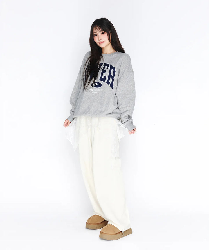 **QWER -Ames-Worldwide  BASIC APPLIQUE SWEATSHIRT GREY