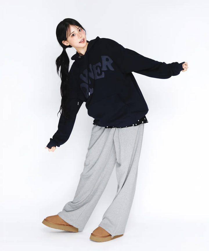 **QWER -Ames-QWER BIG TYPO HOODIE NAVY