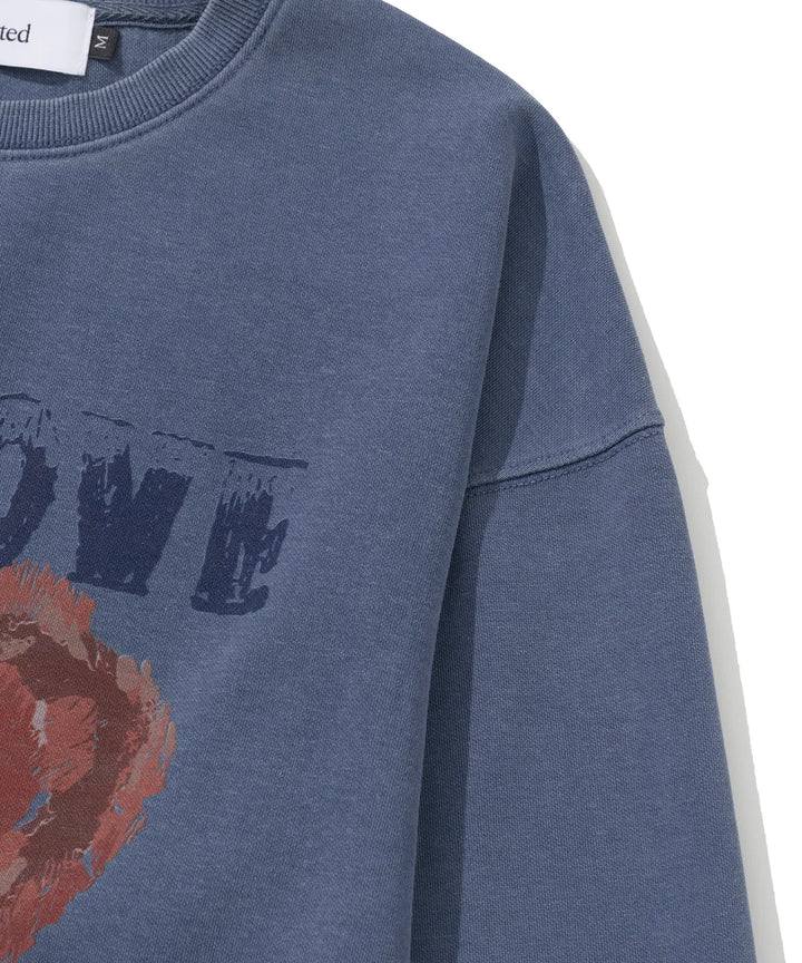 **QWER -Siyeon Pigment Let's Love Sweatshirt WASHING BLUE