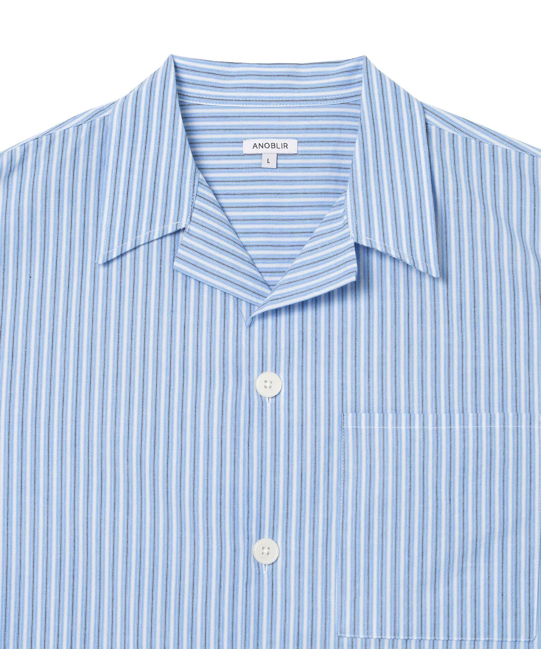 **QWER -Magenta Ocean Stripe Flared Shirt [Blue]