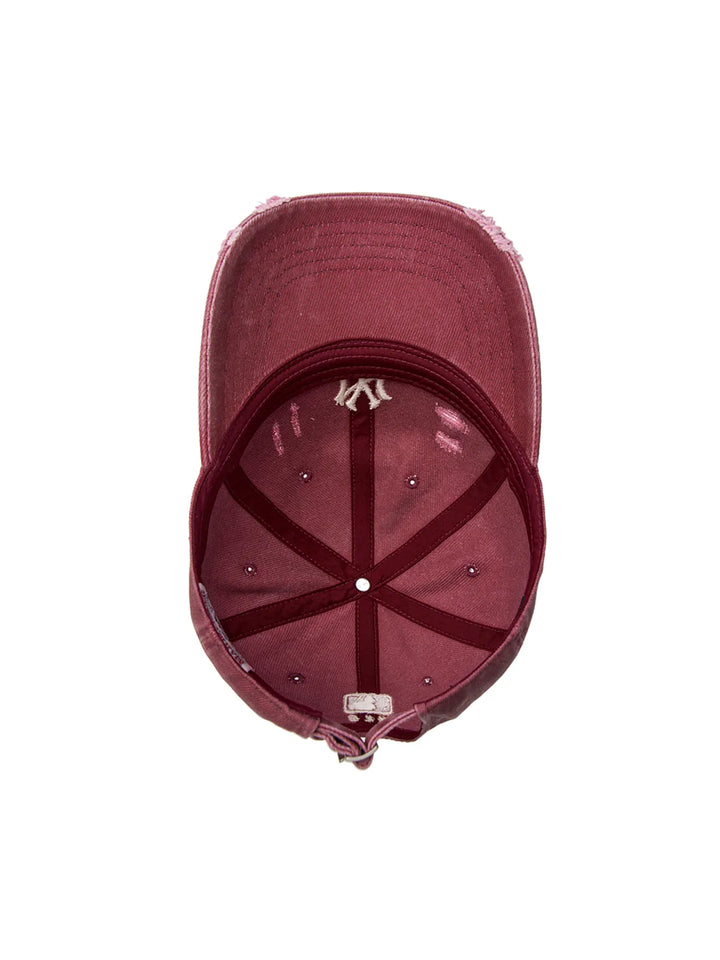 ** [Pre-Order] AESPA - Wearing KARINA Damage Washing Unstruck Ball Cap NY (Burgundy)