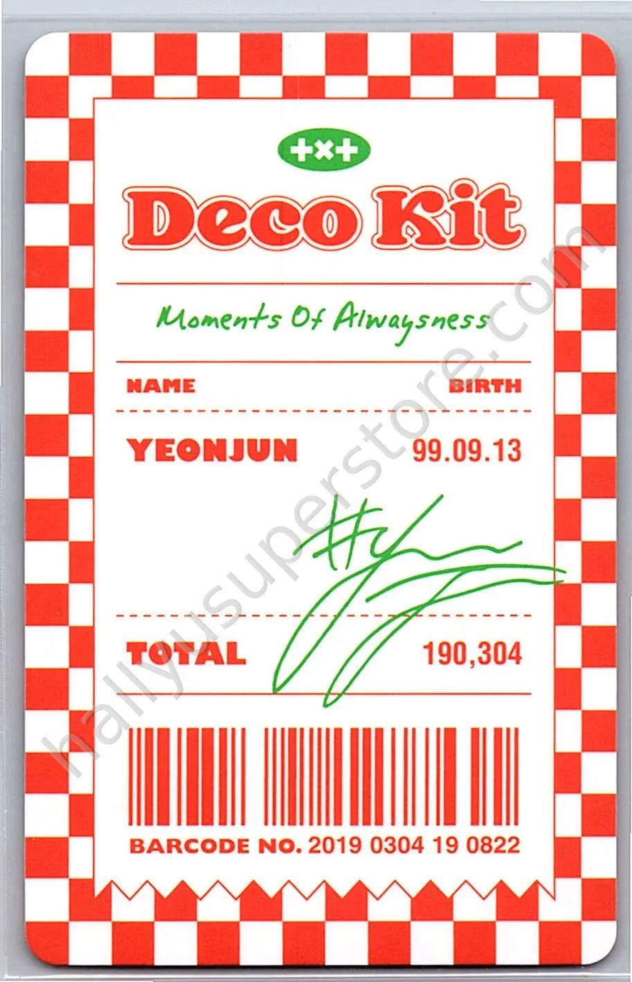 TOMORROW X TOGETHER - Yeonjun - TXT Deco Kit 2022 photocard set