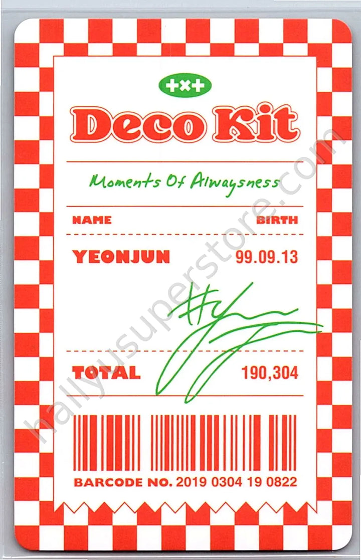 TOMORROW X TOGETHER - Yeonjun - TXT Deco Kit 2022 photocard set