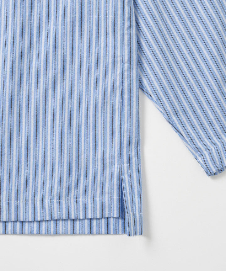 **QWER -Magenta Ocean Stripe Flared Shirt [Blue]