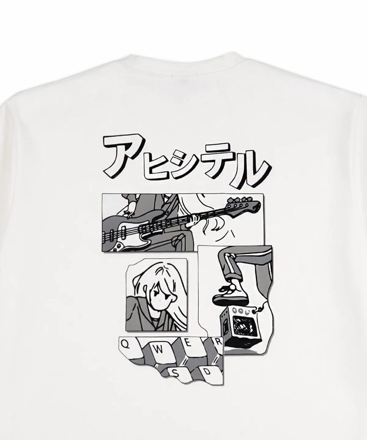 **QWER -Magenta Cartoon Drawing T-shirt [White]