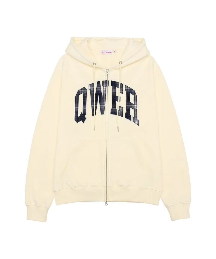 **QWER -Ames-Worldwide  QWER BASIC APPLIQUE HOODIE ZIP-UP CREAM