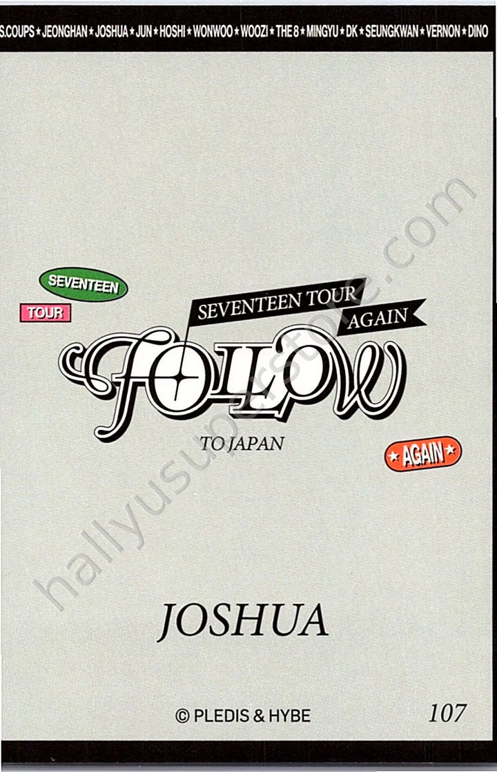 SEVENTEEN - Joshua - [FOLLOW AGAIN] TOUR jacket japan merch photocard