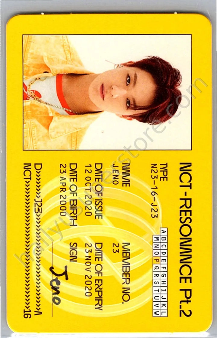 NCT - Jeno - NCT - Jeno - NCT 2020 Resonance Pt.2 Album departure version album photocard id card holographic (hologram) horizontal