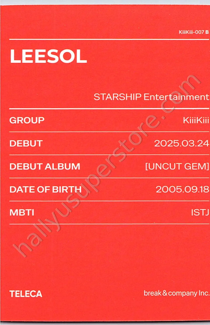 KiiiKiii - Leesol - TELECA 2025 K-POP ROOKIE COLLECTION CARDS