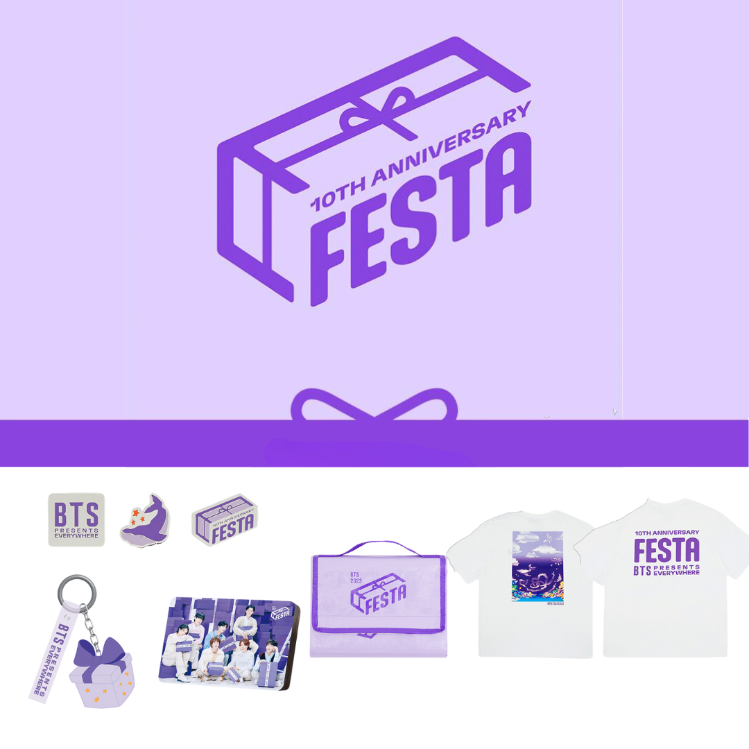 BTS - "10th Festa" Official MD (Keyring, Magnet Set, Photo Frame, Picnic Mat, T-Shirt) [23.08.24]