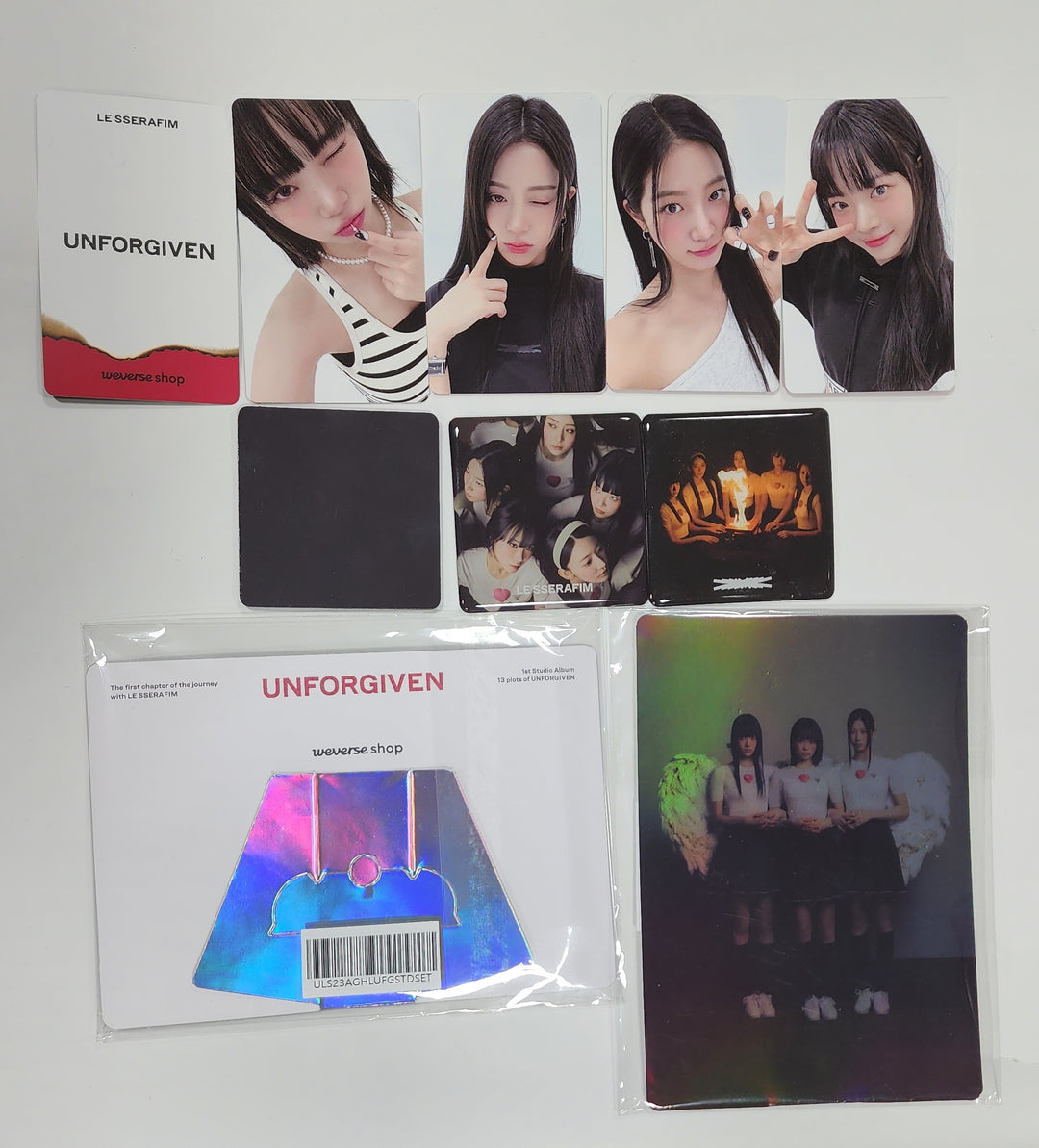 LE SSERAFIM "UNFORGIVEN" - Weverse Shop Pre-Order Benefit Photocard, Magnet Set, Photo Stand