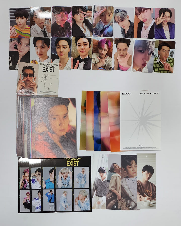 EXO "EXIST" - オフィシャルフォトカード、ブックマークセット (4 枚)、フォトマティックセット (4 枚)、レンチキュラーカード (6 枚)、ポストカードセット (20 枚)