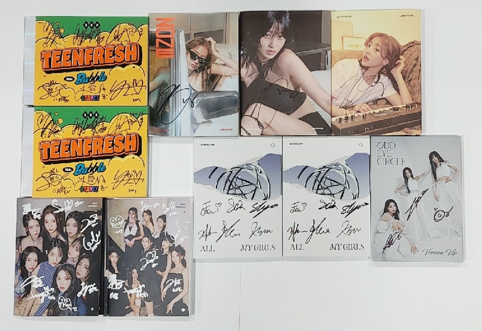 StayC 3rd Mini "TEENFRESH", Jihyo (of Twice) 1st Mini "ZONE", TripleS "LOVElution : MUHAN", Everglow 2nd Single "All My Girls", ODD EYE CIRCLE "Version Up" - Hand Autographed(Signed) Promo Album [23.08.21]