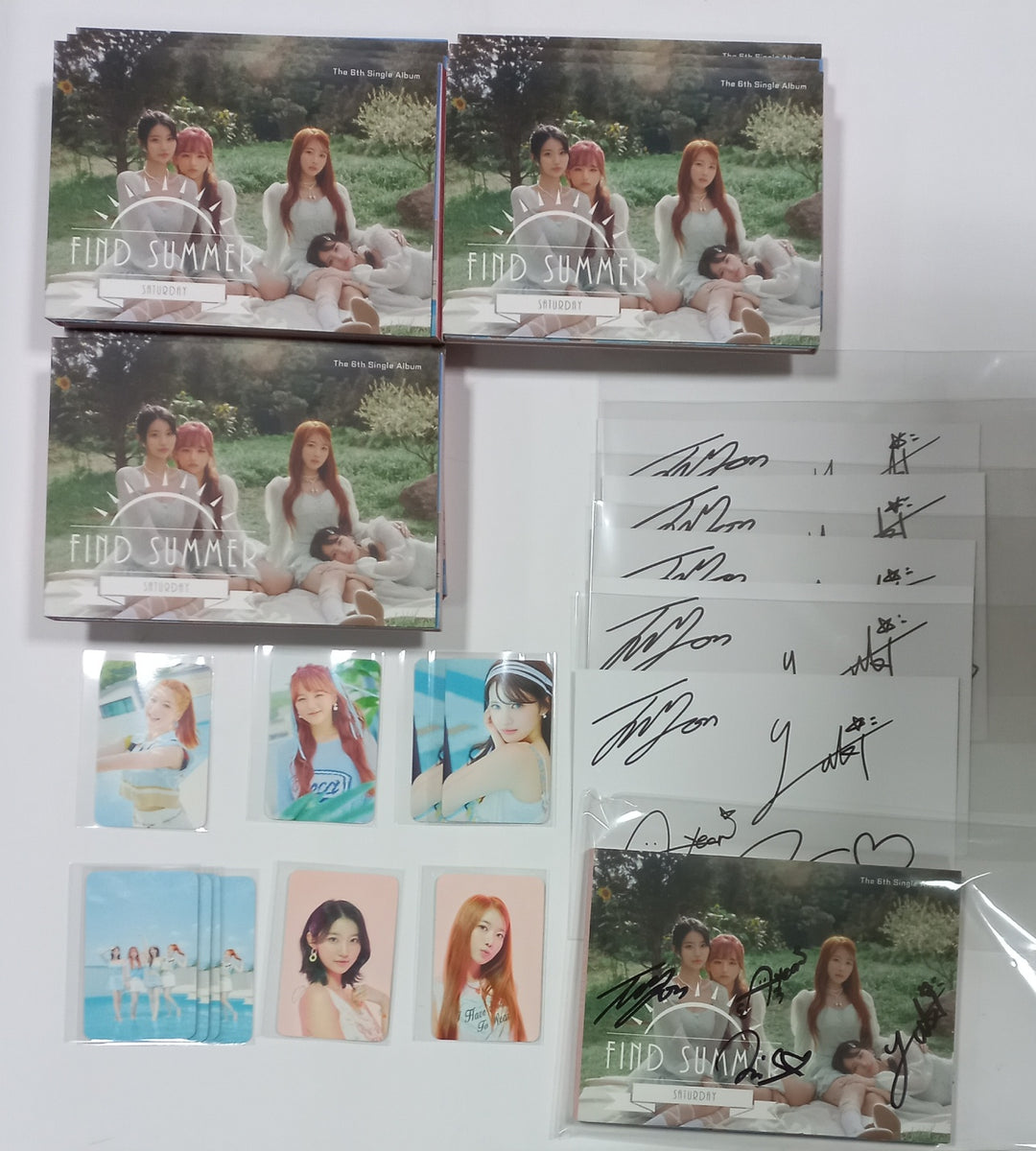 SATURDAY "Find Summer" - Afreeca TV "Making My Favorite I-dol project" - Hand Autographed(Signed) Album & Paper + Event Photocard + Official Photocard [23.08.24]