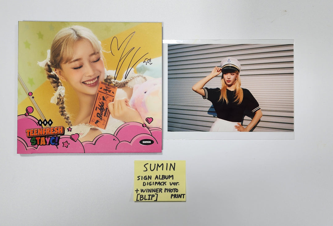 Sumin (Of STAYC) "TEENFRESH" - Hand Autographed(Signed) Album [Digipack Ver] & Winner Photo Print [23.09.14]