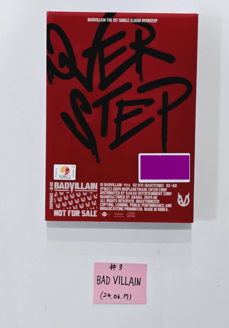 Artms "DALL", Yves "LOOP", BADVILLAIN "OVERSTEP" - Hand Autographed(Signed) Promo Album [24.6.17] - HALLYUSUPERSTORE